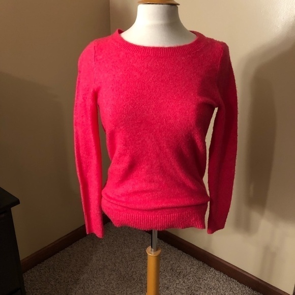 LOFT Crossover Bar Back Sweater Bright Pink XXSP - Picture 4 of 7